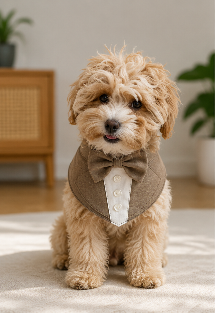Mocha Bow Tuxedo Bandana