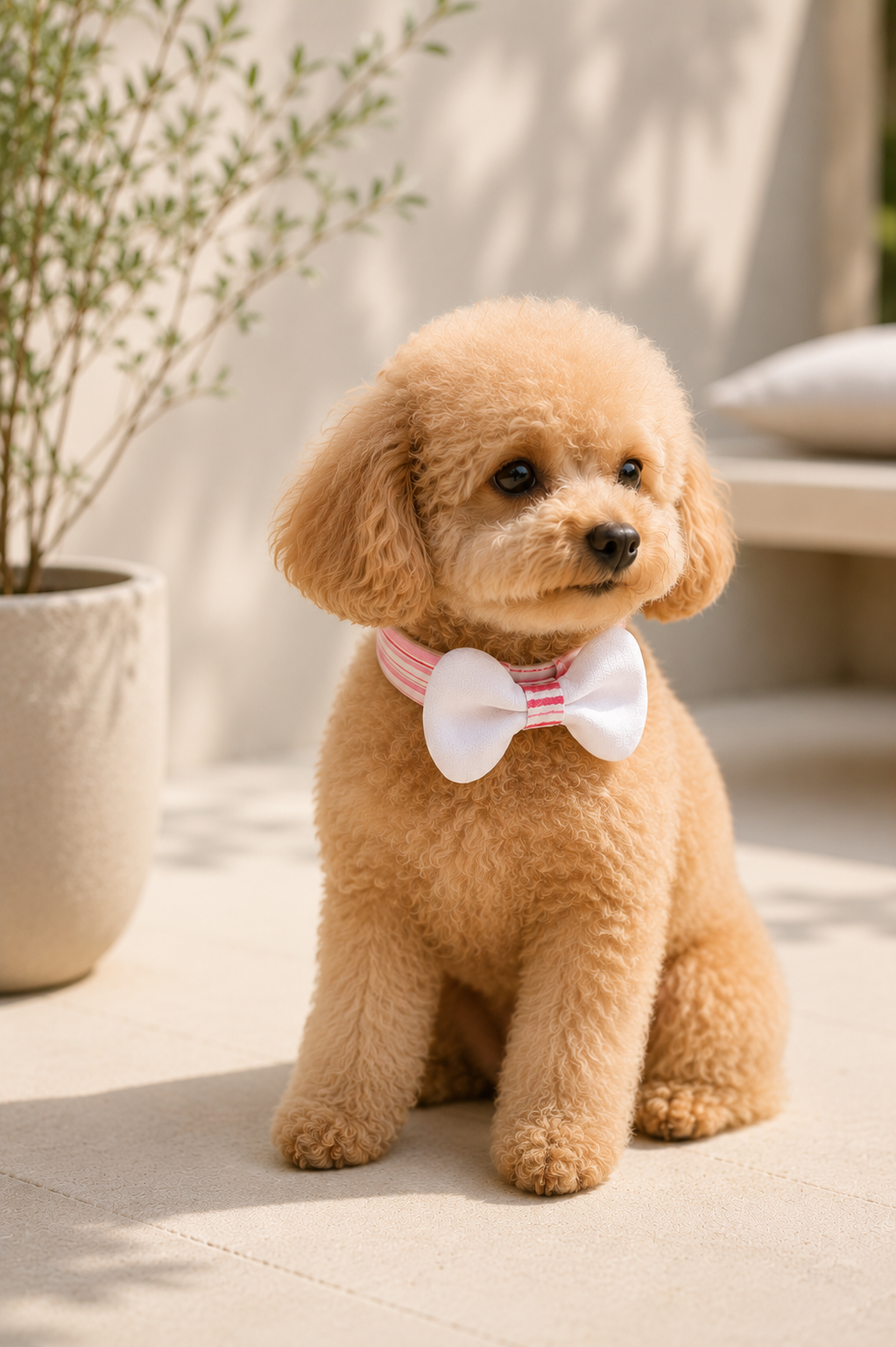 Pink Stripe Bow Collar