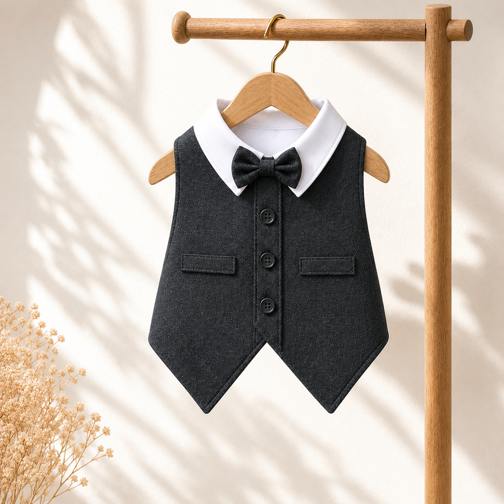 Deep Noir Tuxedo Vest & Bow Tie